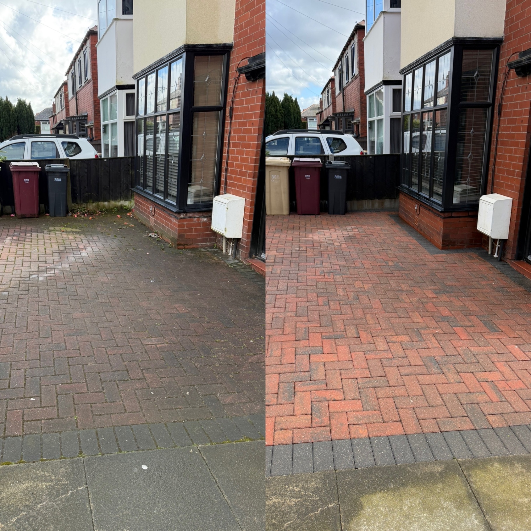 Red block driveway brought back to vibrant colour