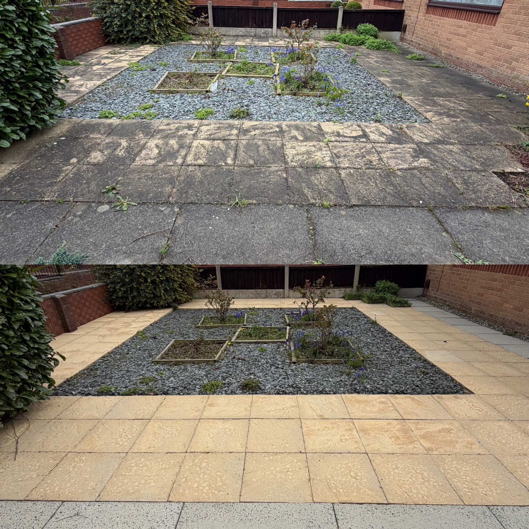 Rear garden patio slabs restored
