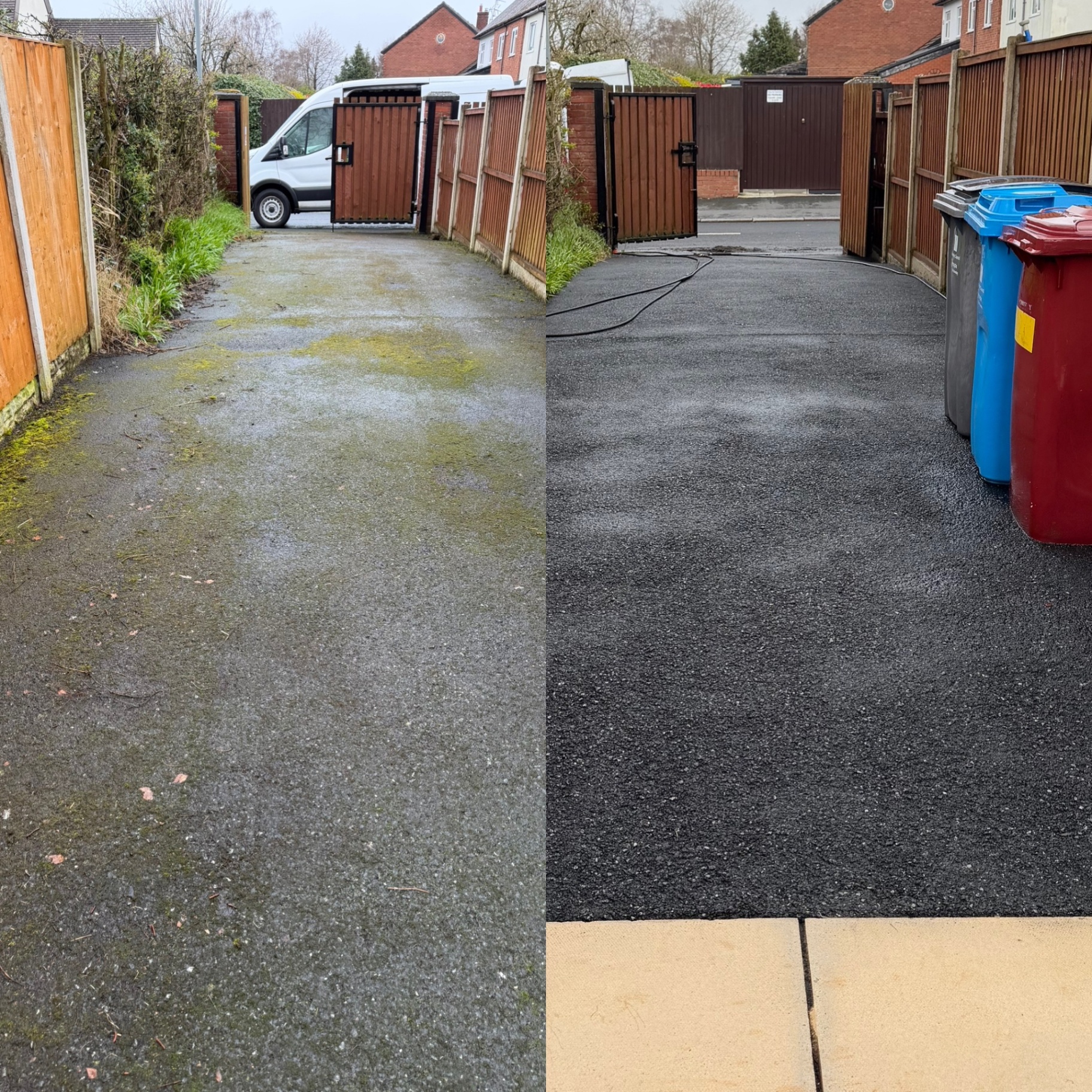 Tarmac driveway, mossy to jet black finish